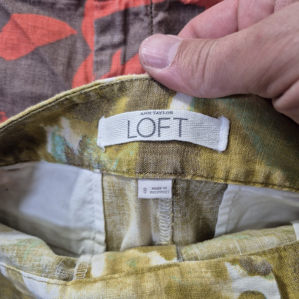 Ann Taylor Loft Short Size 8 Lot of 2 Linen Blend Chino Yellow Red Beach Coastal - Picture 5 of 12
